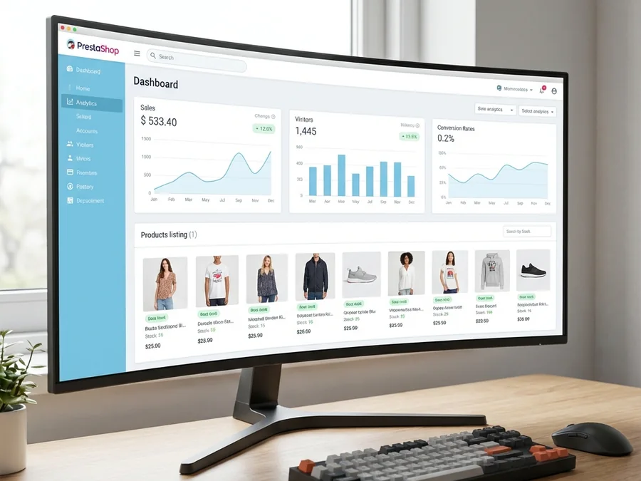 Panel de administración de una tienda online PrestaShop